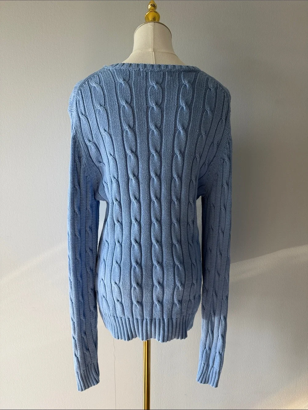 Light Blue Cable Knit Women's Sweater